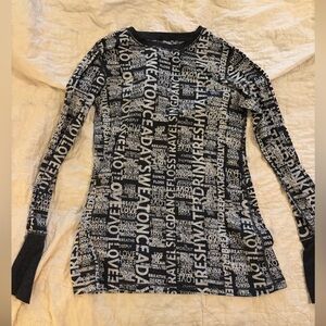 Lululemon Sheer Long Sleeve Text-Print Women's Top - Black & White